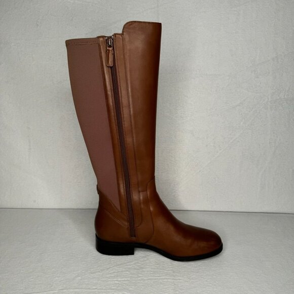 Cole Haan Noelle Riding Boots Brown Leather Side Zip Knee high Size 9 B - Picture 6 of 16